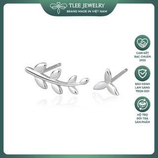 Khuyên tai bạc nữ TLEE lá lệch basic cá tính TLEE JEWELRY B0191