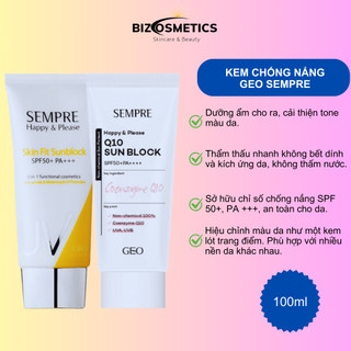 Kem chống nắng nâng tone da nhẹ nhàng Geo Sempre Happy & Please Skin Fit Sun Block SPF/ 50 PA +++
