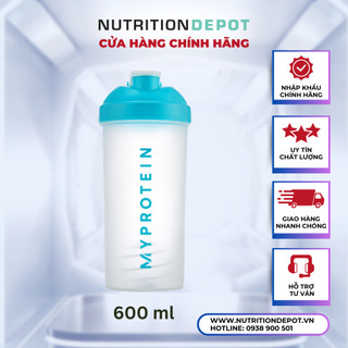 Bình lắc Shaker MyProtein 600ml màu trắng trong, bi lắc bằng thép không gỉ - Nutrition Depot VN