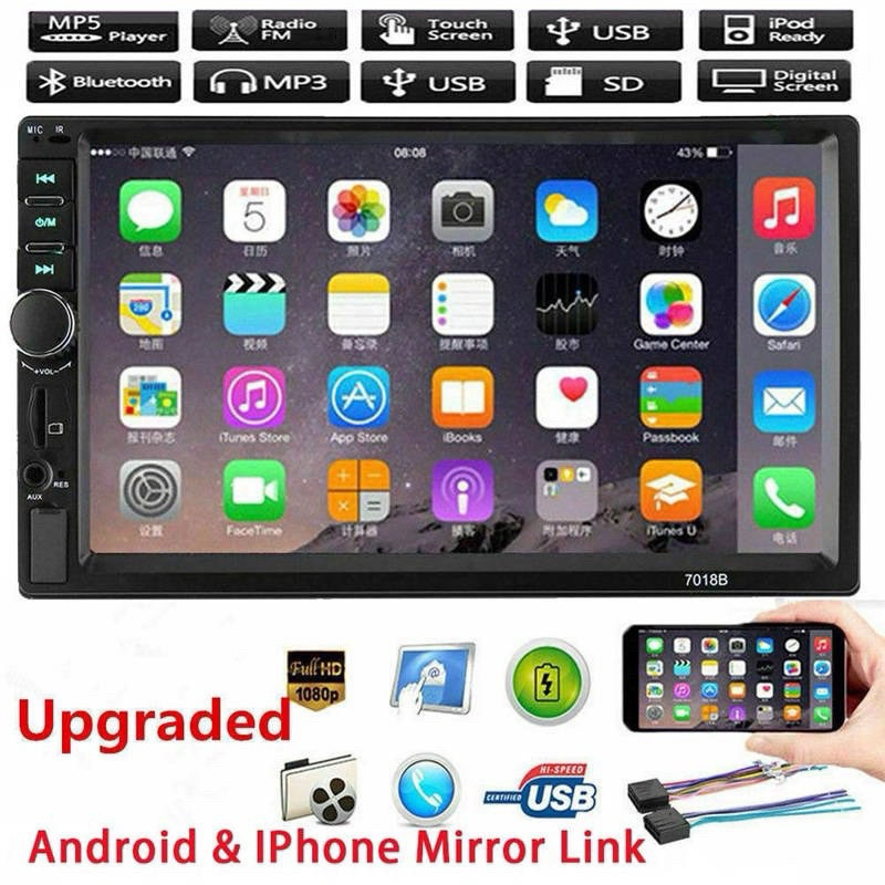 Màn Hình Nghe Nhạc Ô tô Máy phát thanh MP5 FM bluetooth USB/TF 7018B 7" 2 DIN cho xe hơi