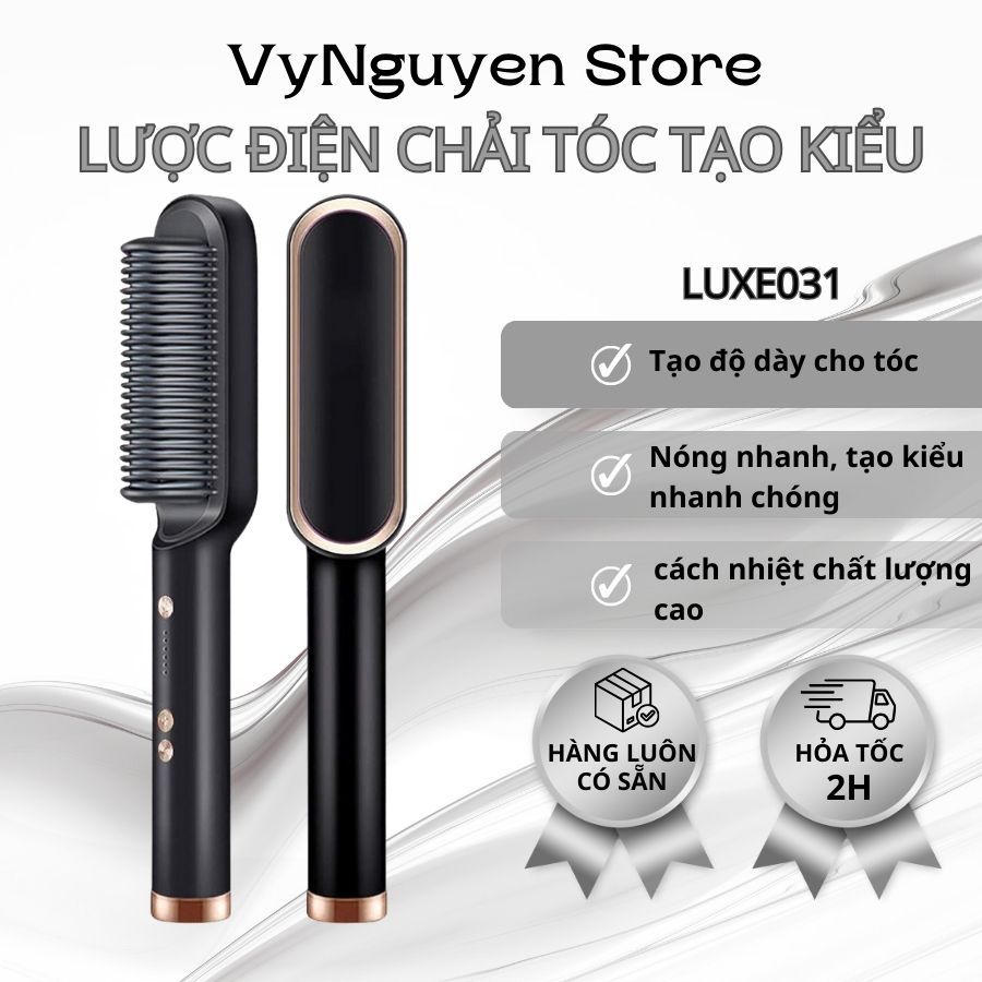 Lược Điện Chải Tóc Tạo Kiểu Chuyên Nghiệp Kiêm Chức Năng Uốn, Duỗi Tạo Kiểu Tóc - VyNguyen_Store