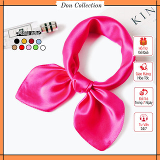[Dou] Khăn Lụa Vuông, Khăn Turban Trơn Màu Hồng Nhạt - Chất Liệu Satin - Size 60x60cm - Mã SD124