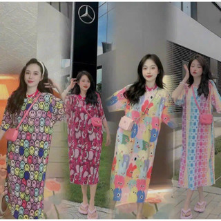 Đầm Suông xếp / Dập Li Freesize Nhiều Hình