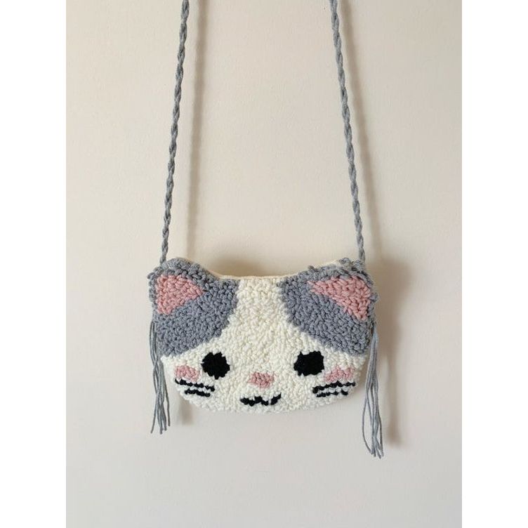 DIY Bộ Thêu tay Len Xù Punch Needle Handmade Tự Làm túi sách len nổi NHím con,gấu nhỏ, động vật cute