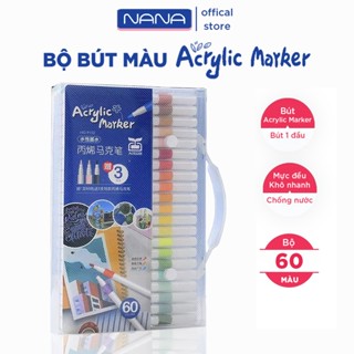 Bộ 60 Cây Bút Màu Acrylic Marker Vẽ Được Trên Nhiều Chẩt Liệu Màu Tươi Mực Khô Nhanh Chống Nước 