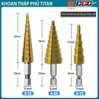  Bộ 3 mũi khoan tháp xoắn chất liệu Thép HSS mạ Titan Kích thước 3-12 4-12 4-20 | Khoan INOX nhôm sắt thép gỗ 