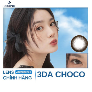 Lens mắt màu nâu choco 3DA 14.0mm 6 tháng, kính áp tròng có độ cận -0.00>-8.00-Lens Optic
