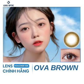Lens Ova nâu tự nhiên có độ cận dùng 6 tháng, kính áp tròng có màu- Lens Optic