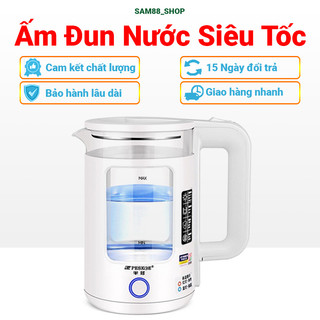 Ấm Siêu Tốc Đun Nước Thủy Tinh Cách Nhiệt Công Suất 1500W Dung Tích 2,3 Lít Bảo Hành 6 Tháng