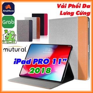 [Chính Hãng Mutural] Bao Da iPad PRO 11" 2018 Canvas Sợi Vải Phối Da Lưng Cứng