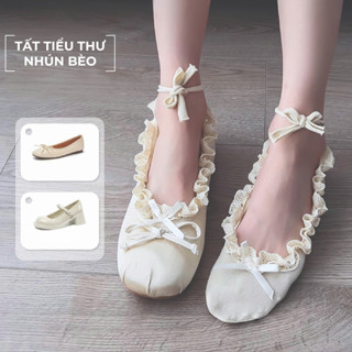 [ 100% cottton - tất dày ] Tất nhún bèo phong cách lolita, tiểu thư, chất liệu dày dặn, thấm hút tốt