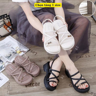 Sandal cao su quai hậu bản khóa cài gắn Charm chữ MIN D9, dép quai hậu học sinh Chọn tăng 1 size
