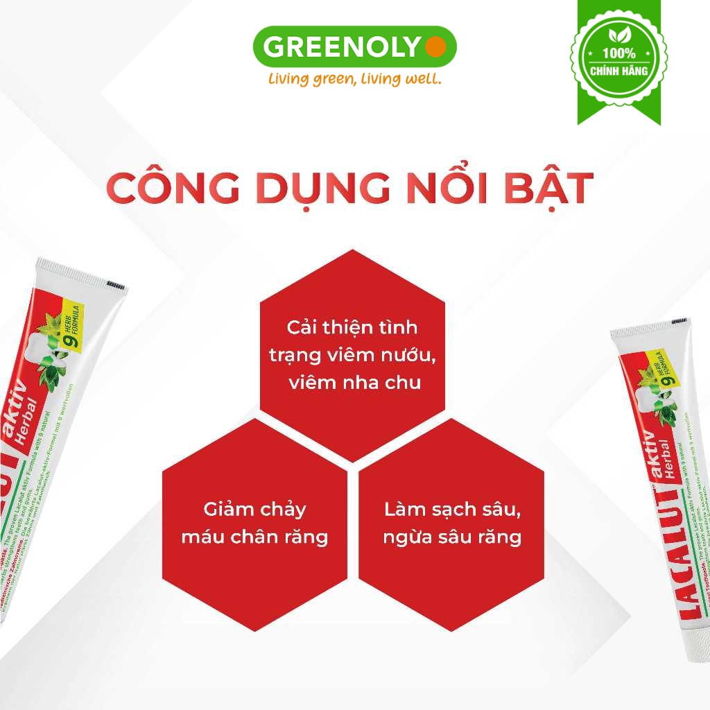 Kem Đánh Răng Thảo Dược Lacalut Aktiv Herbal Ngăn Ngừa Viêm Nướu, 75ml