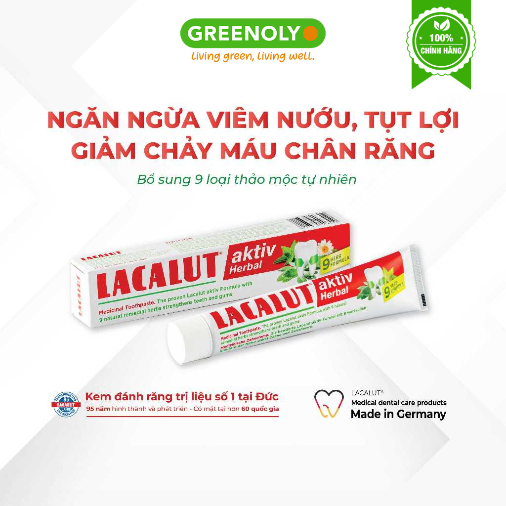 Kem Đánh Răng Thảo Dược Lacalut Aktiv Herbal Ngăn Ngừa Viêm Nướu, 75ml