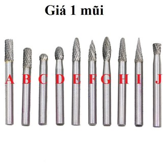 Mũi Mài Mũi Doa Hợp Kim Thép trục 6mm - mũi mài khắc hợp kim trục 6mm