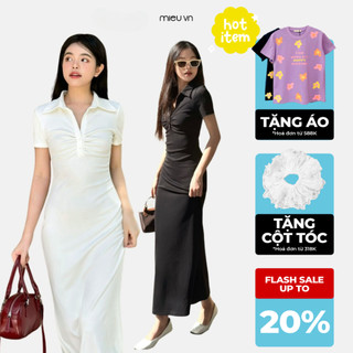 Đầm Body Polo Thun Nữ Dáng Dài MIEU Váy Thun Tay Ngắn Dáng Chữ A Đuôi Cá Tôn Dáng 2 Màu Basic - LA01
