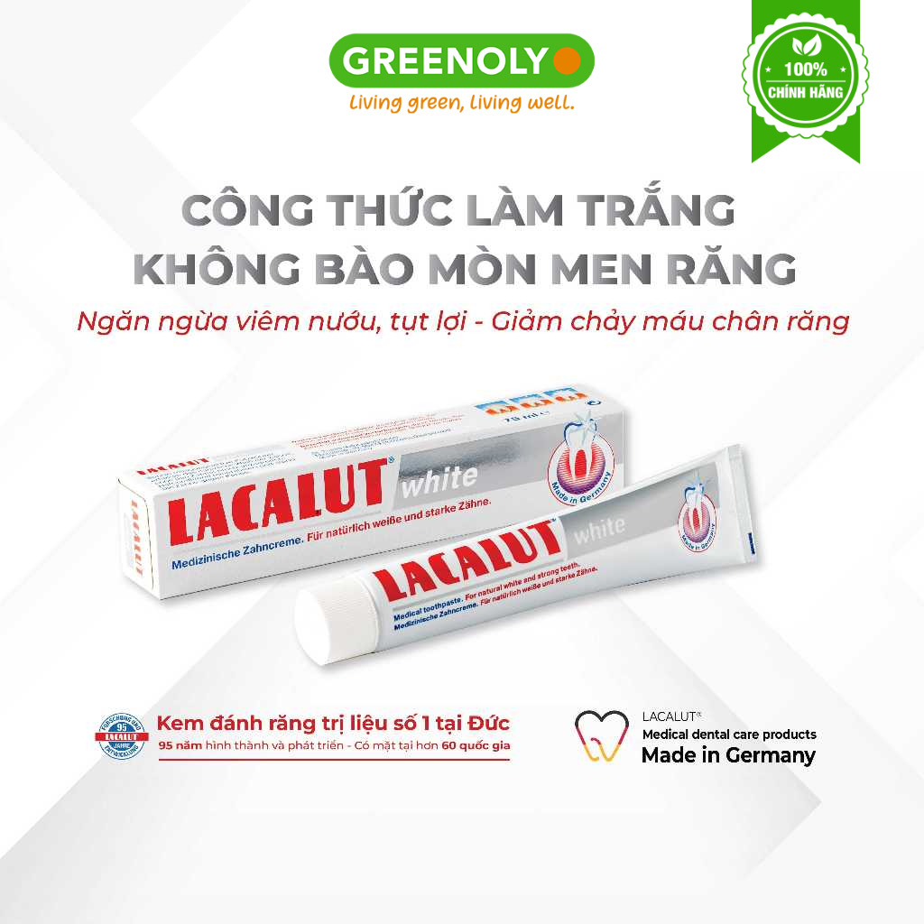 Kem Đánh Răng Lacalut White Làm Trắng Răng, Ngăn Ngừa Viêm Nướu 75ml