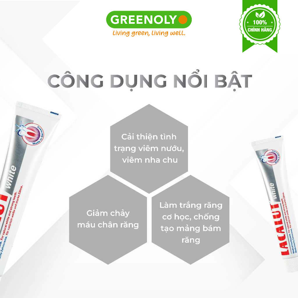 Kem Đánh Răng Lacalut White Làm Trắng Răng, Ngăn Ngừa Viêm Nướu 75ml