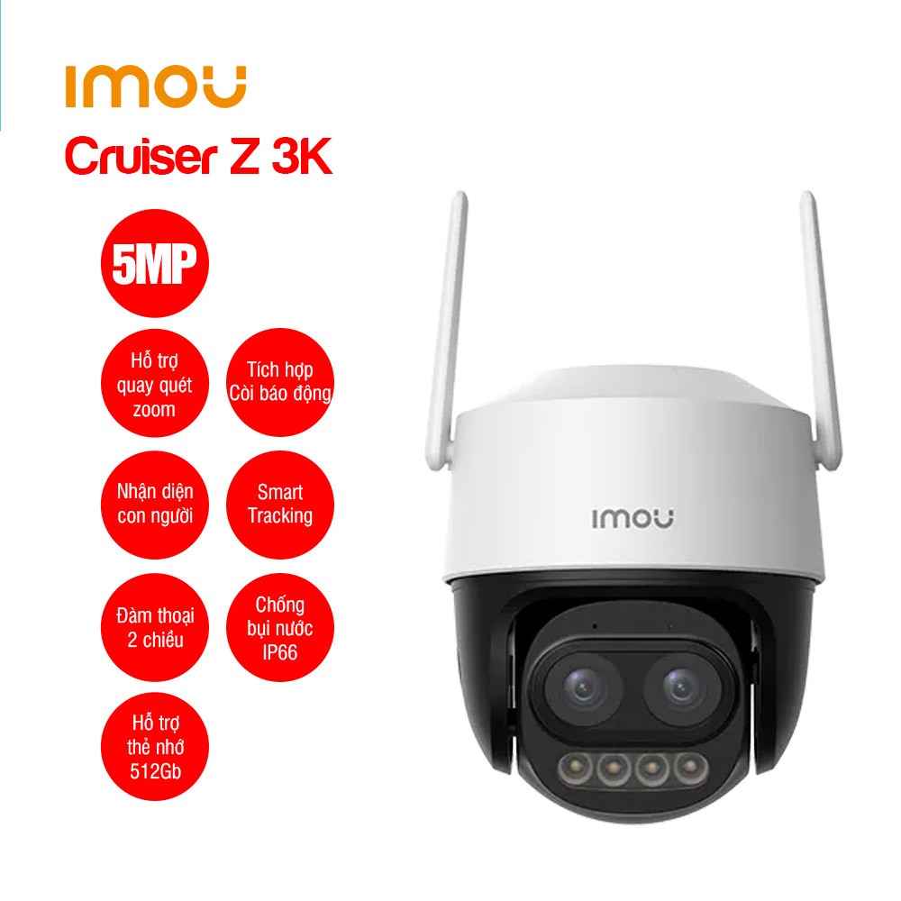 Camera Wifi IMOU Cruiser Z S7DP 5MP, Zoom 12X, Ống Kính Kép, Đàm Thoại 2 chiều,Hàng Chính Hãng Bảo H