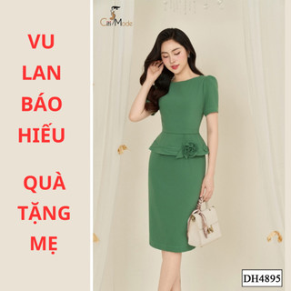 Đầm công sở citi mode fashion thiết kế dáng ôm peplum xanh cổ thuyền dh4895