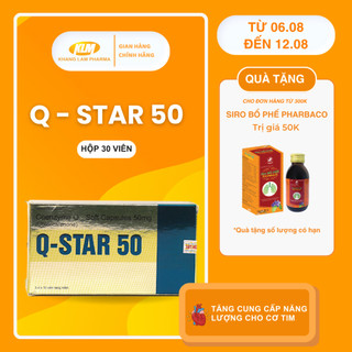 Viên uống Q-Star 50 Khang Lâm Pharma hỗ trợ thiểu năng tuần hoàn, thiếu máu ở tim, tăng huyết áp động mạch (Hộp 30 viên)
