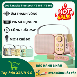 Loa Bluetooth Karaoke kèm 2 mic JVJ YS-105 / YS-103 Phiên Bản Mới Không dây đổi giọng hát công suất lớn Thiết kế nhỏ gọn