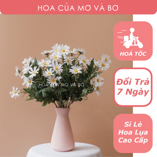 Bó Hoa Cúc Họa Mi Giả Cao Cấp Mơ Bơ - Bó Bông Cúc Họa Mi Khô Lụa Thích Hợp Decor - Hoa Lụa Mơ Bơ