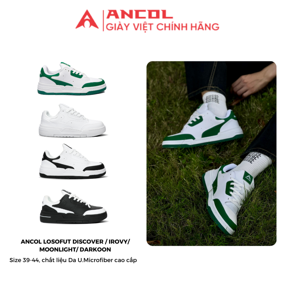 Giày sneaker thể thao unisex Ancol Losofut Discover – da Ultra M 100%, đế cao thời trang, dễ phối đồ