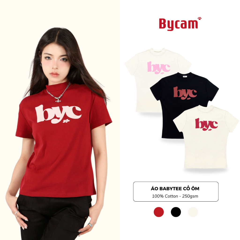 Áo Babytee 𝑩𝒚𝒄𝒂𝒎𝒄𝒂𝒎 Y2K Cổ Ôm 100% Cotton Phong Cách Streetwear 2025 ABN029 | BigBuy360 - bigbuy360.vn