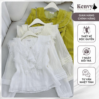 Áo Sơ Mi Voan Tơ Cổ Bèo, Áo Kiểu Nữ Dài Tay Phong Cách Tiểu Thư Hàn Quốc | KENVY STORE