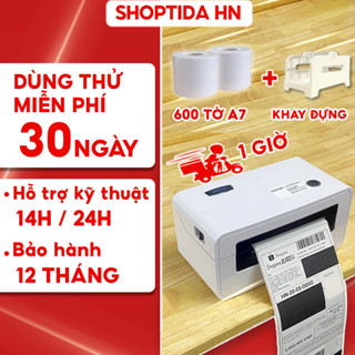 Máy in nhiệt Shoptida SP46 kèm 600 giấy in nhiệt a7 và khay, combo máy in đơn hàng tự dán bảo hành 12 tháng