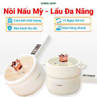 Nồi Nấu Lẩu Mini 2 Tầng 1,5L - Nồi Nấu Mì Có Xửng Hấp Cao Cấp Chống Dính - Bảo Hành 6 Tháng