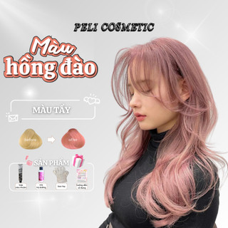 Thuốc nhuộm tóc màu HỒNG ĐÀO thuốc nhuộm tóc tặng kèm Oxy trợ dưỡng và bao tay