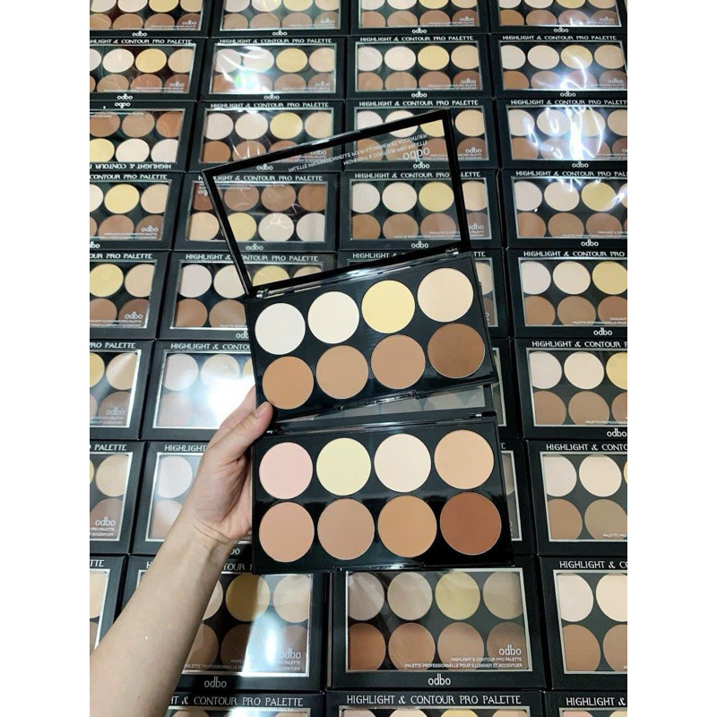 Bảng khối 8 ô Odbo OD138, giúp khuôn mặt góc cạnh sau khi make up.