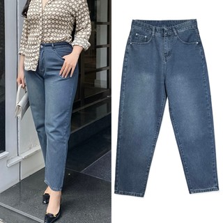 Quần baggy jeans nữ bigsize màu xanh đá nhạt 3121 basic, lưng cao tôn dáng không giãn