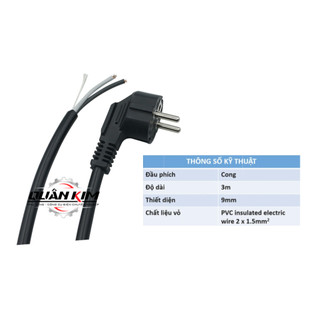 Dây nguồn 3m - 9li phích cong đen
