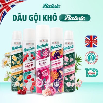 Dầu Gội Khô Batiste Dry Shampoo Mini Size 50ml, Full 200ml Hết Ngứa, Hết Bết Dính Tóc Bồng Bềnh Bóng Mượt Tức Khắc