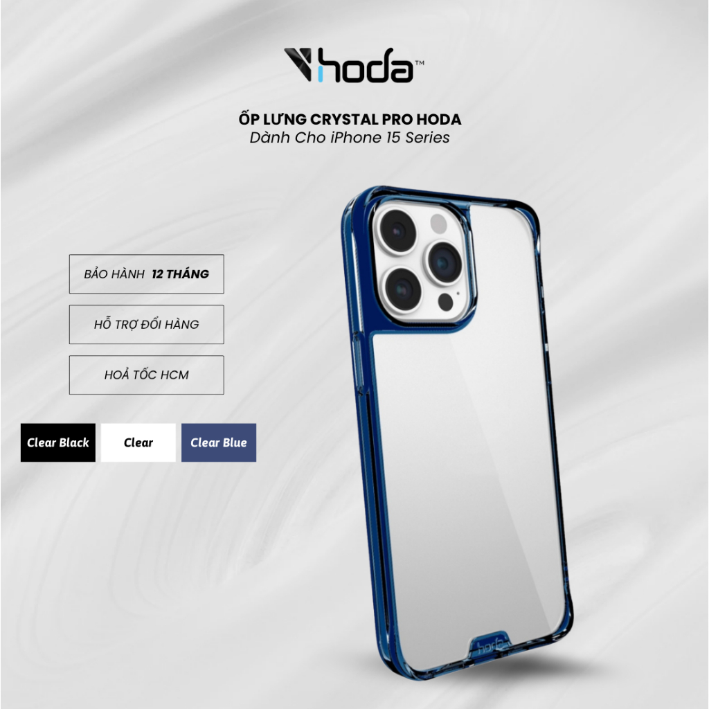 [Hoả Tốc HCM] Ốp Lưng Crystal Pro Hoda Dành Cho Iphone 15/ Iphone 15 Plus/ Iphone 15 Pro/ Iphone 15 