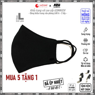 Khẩu trang vải cỡ lớn bigsize màu đen dành cho người có gương mặt lớn chính hãng Azumikichi - A1L