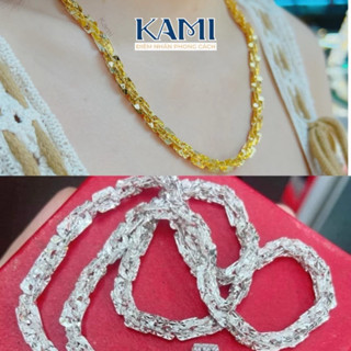 Dây chuyền xoắn vuông lớn 7 ly nam nữ hợp kim cao cấp không gỉ Kami