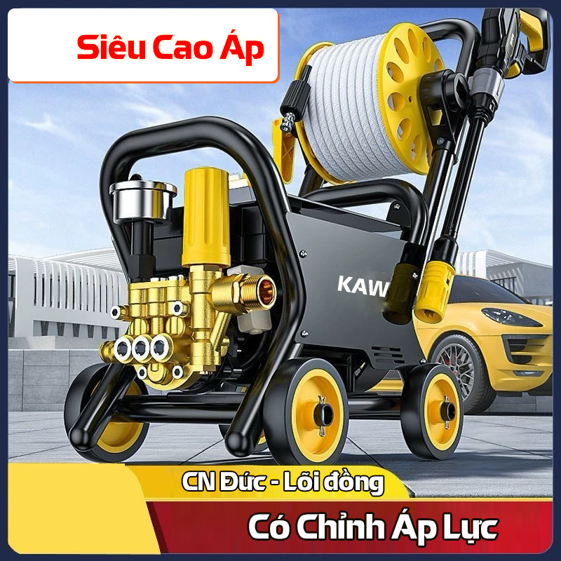 Máy Rửa Xe Cao Áp Công Suất Lớn 3000W, Phun Xa 10M, Dây 20 Mét Dễ Dàng Sử Dụng - Bảo hành 12 Tháng