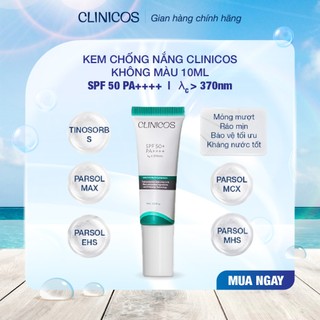   TRAVEL SIZE  KEM CHỐNG NẮNG CHO DA NHẠY CẢM CLINICOS SENSITIVE TRUTH SUNSCREEN SPF 50+ PA++++ 10ML 