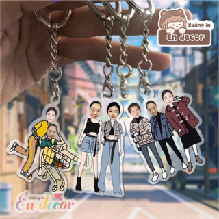 Móc khoá chibi bạn thân IN THEO YÊU CẦU, nhóm bạn thân dễ thương nhây, siêu cute bằng in mica trong suốt