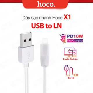 Cáp sạc PD10W USB to LN dùng cho ip6/7/8/X Hoco X1 dài 1M/2m/3m dây chống gập siêu bền