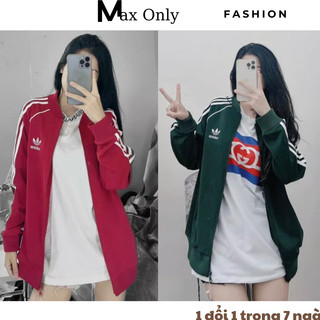 Áo khoác das nam nữ vải nỉ da cá thêu logo cỏ ba lá phối 3 sọc trắng viền tay - áo khoác bomber adidasphong cách hottren