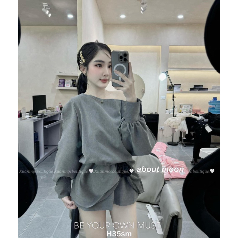Đầm lệch vai nữ tiểu thư kết hoa eo