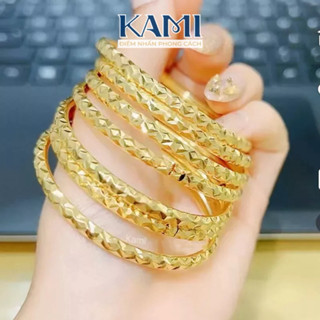  Ximen vòng cặp 3 ly hoạ tiết kim cương khắc mộc mạ vàng giống 99% Kami 