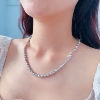 Dây chuyền bi xi bạch kim chạm khía siêu sáng Kami DB146