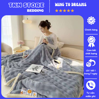 Chăn lông chồn mềm mịn kích thước 2m3x2m, Chăn nỉ lông hồ ly loang sử dụng 4 mùa thiết kế sang trọng