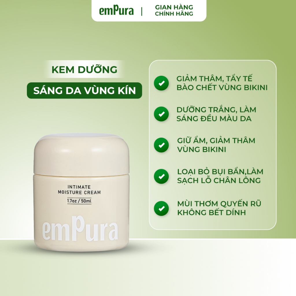 Kem dưỡng da vùng kín Empura làm hồng trắng da các vùng nhạy cảm, giảm ngứa và dưỡng ẩm KDVK01